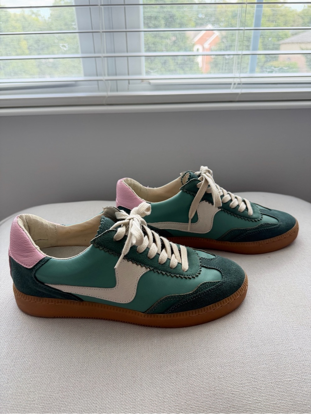 Dolce Vita Green and Pink Lace-Up Sneakers Size 7